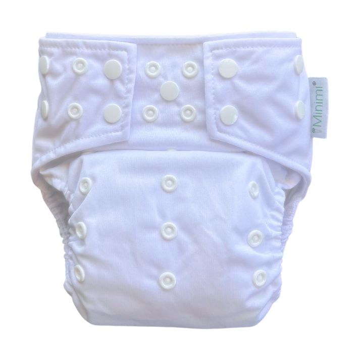 Minimi Best Fit | Reusable Cloth Nappy Shell | Newborn to School Age | Snow