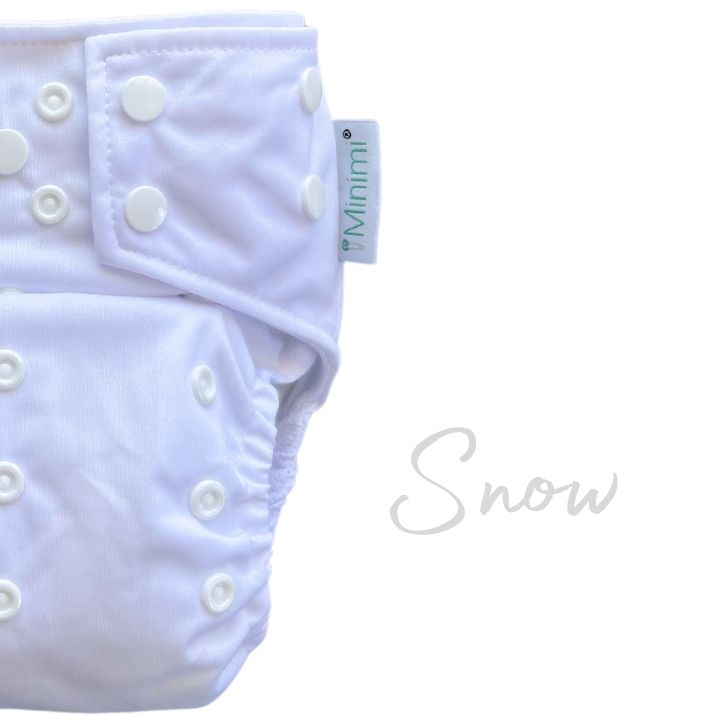 Minimi Best Fit | Reusable Cloth Nappy Shell | Newborn to School Age | Snow