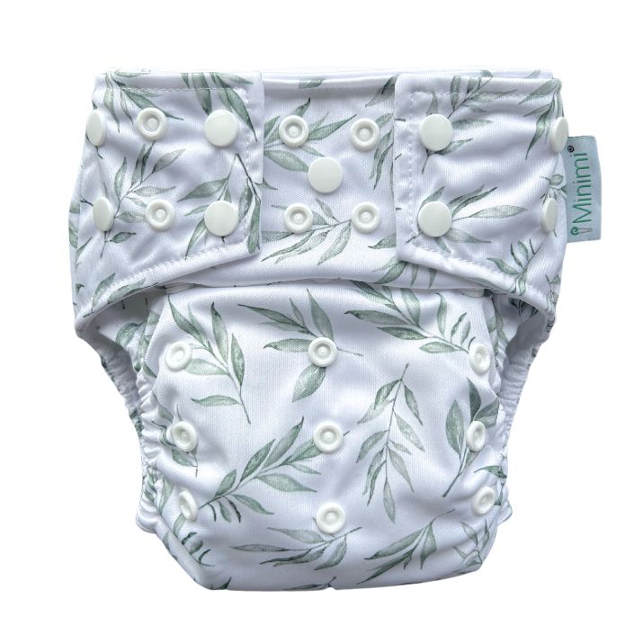 Minimi Best Fit | Reusable Cloth Nappy Shell | Newborn to School Age | Serene Foliage