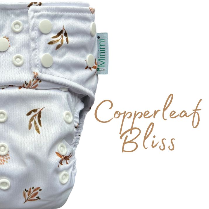 Minimi Best Fit | Reusable Cloth Nappy Shell | Newborn to School Age | Copperleaf Bliss