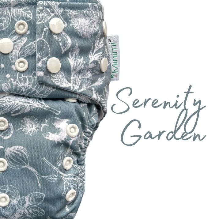Minimi Best Fit | Reusable Cloth Nappy Shell | Newborn to School Age | Serenity Garden