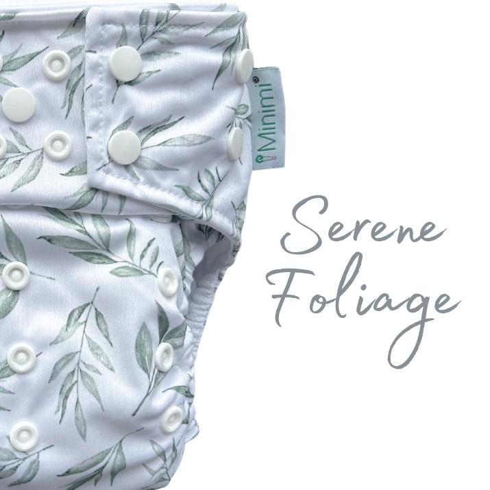 Minimi Best Fit | Reusable Cloth Nappy Shell | Newborn to School Age | Serene Foliage
