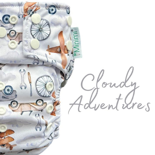 Minimi Best Fit | Reusable Cloth Nappy Shell | Newborn to School Age | Cloudy Adventures